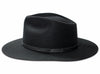 Side view of the Dylan wide brim fedora in black