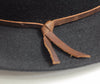 Luke Black Men's fedora close up of leather strap